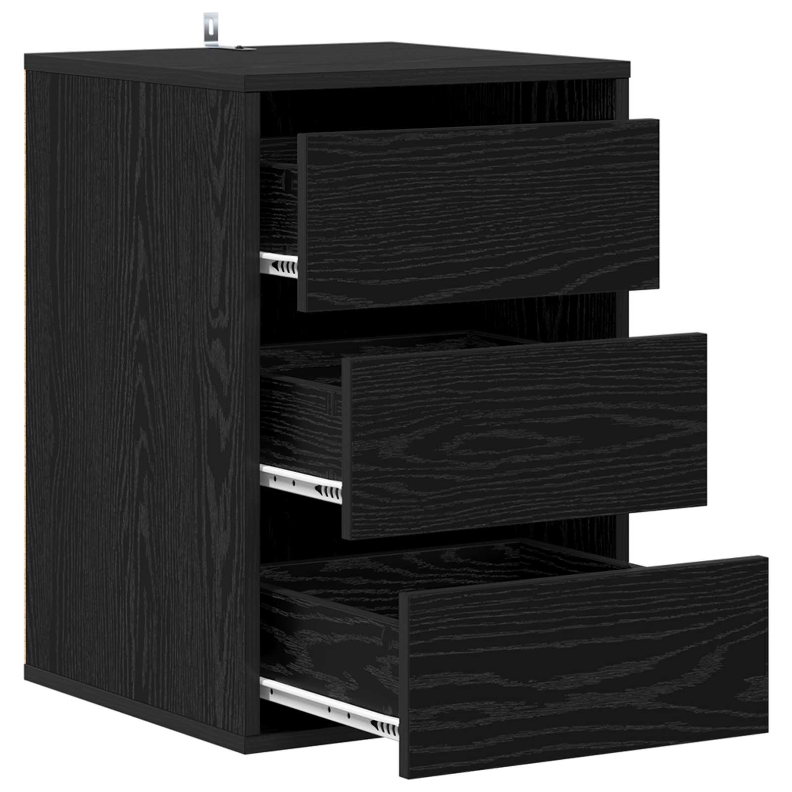 Schubladenschrank 3-Schublade Schwarz Eichen-Optik