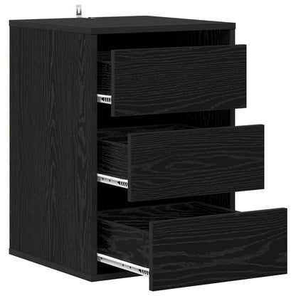 Schubladenschrank 3-Schublade Schwarz Eichen-Optik