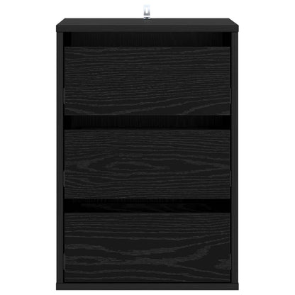 Schubladenschrank 3-Schublade Schwarz Eichen-Optik