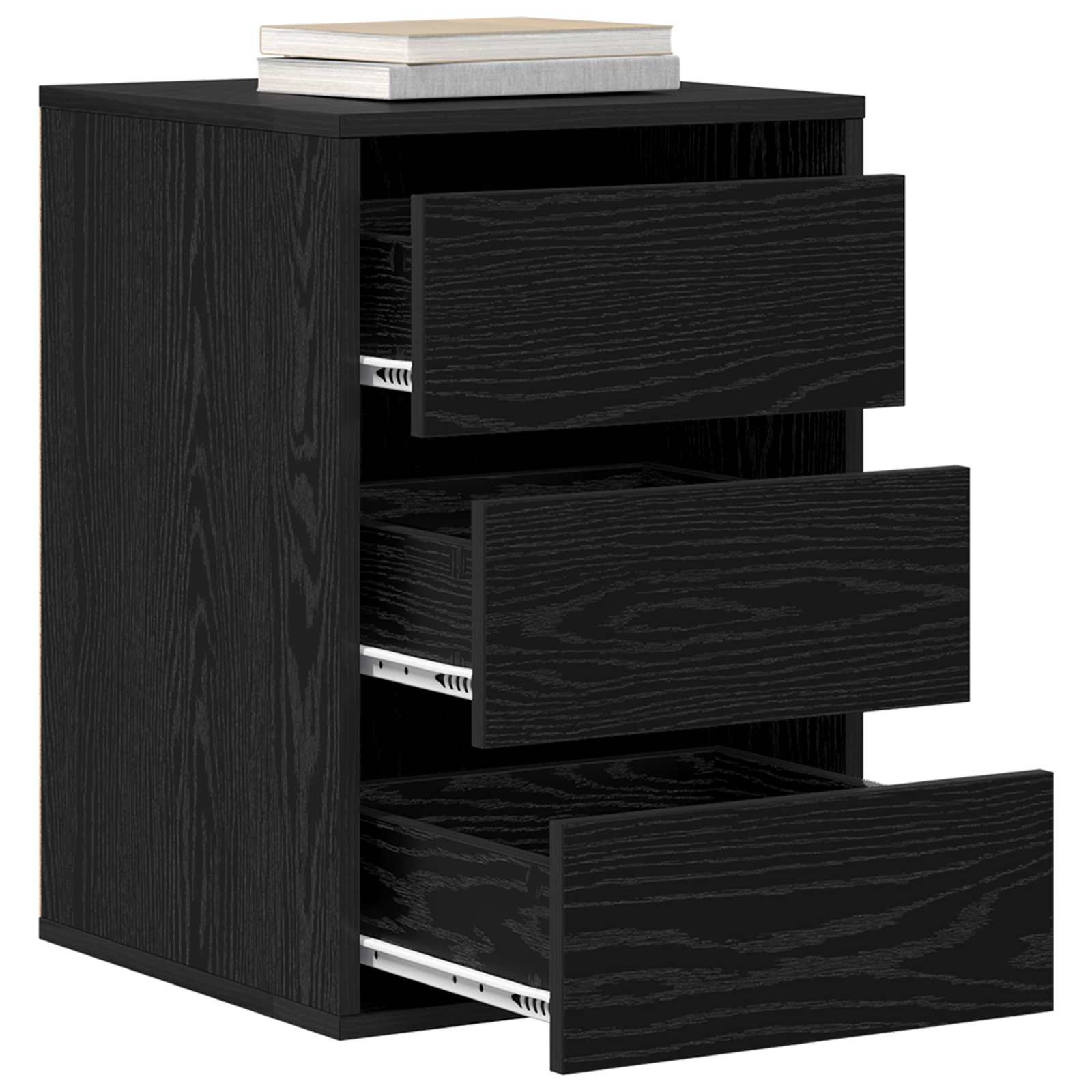 Schubladenschrank 3-Schublade Schwarz Eichen-Optik