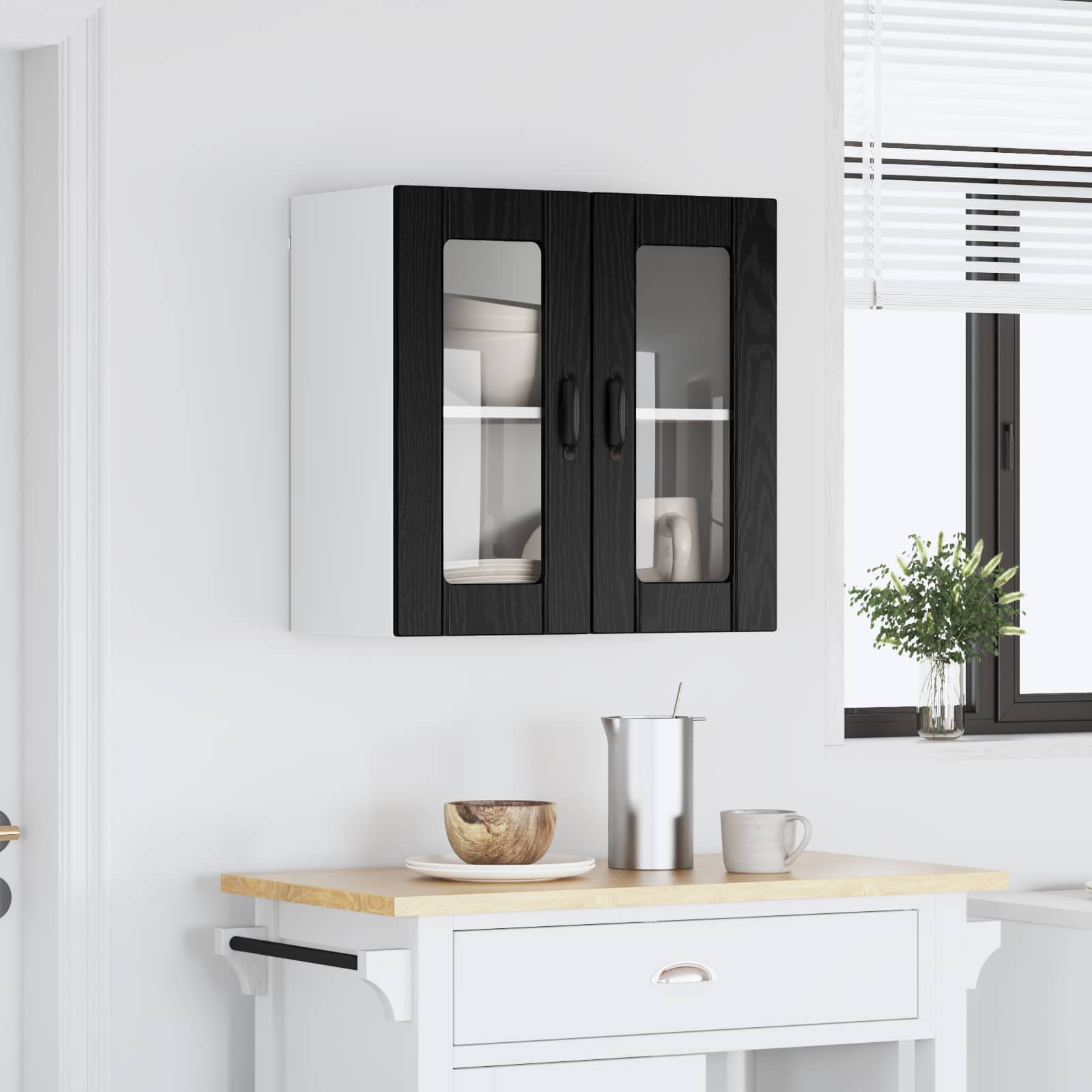 Wandglas-Schrank LUCCA Schwarze Eiche 60 x 31 x 60 cm