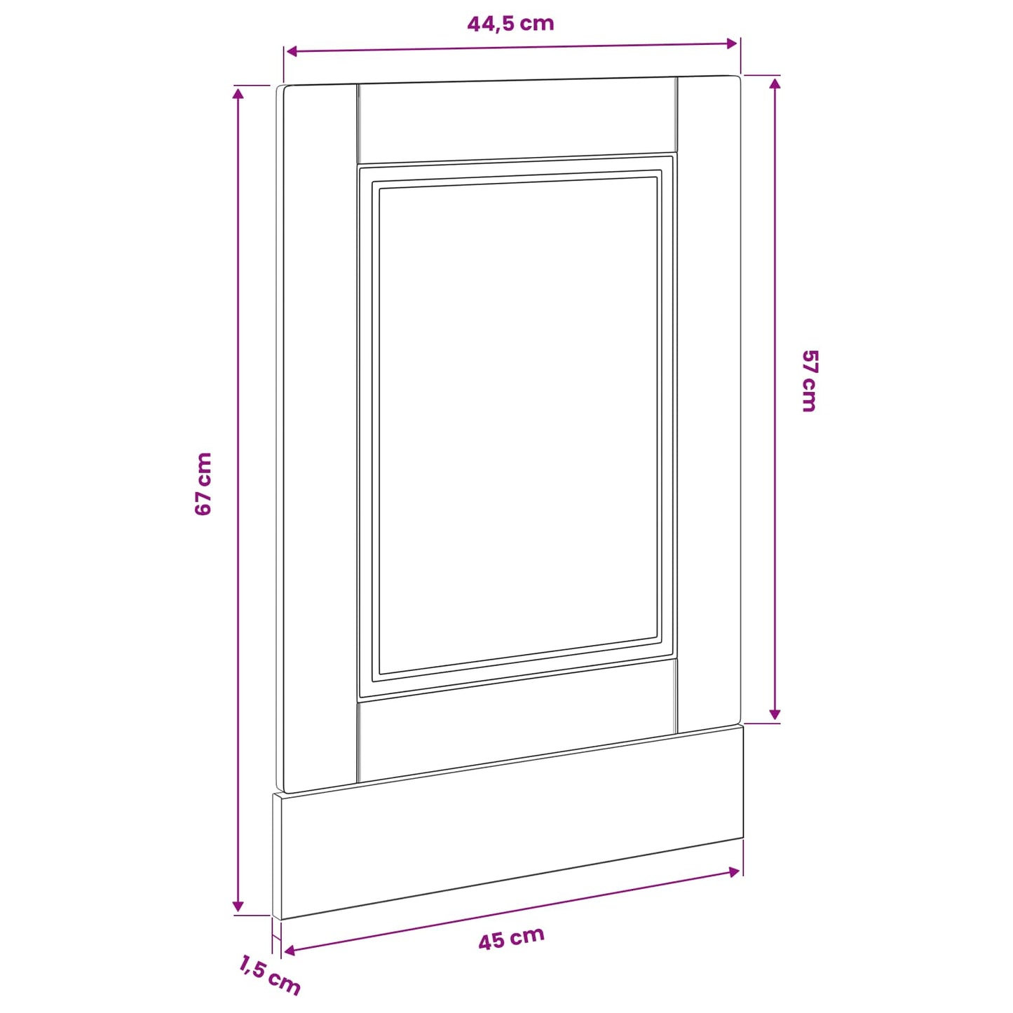 Geschirrspülerfront PORTO Schwarz Eichen-Optik 45 x 1,5 x 57 cm