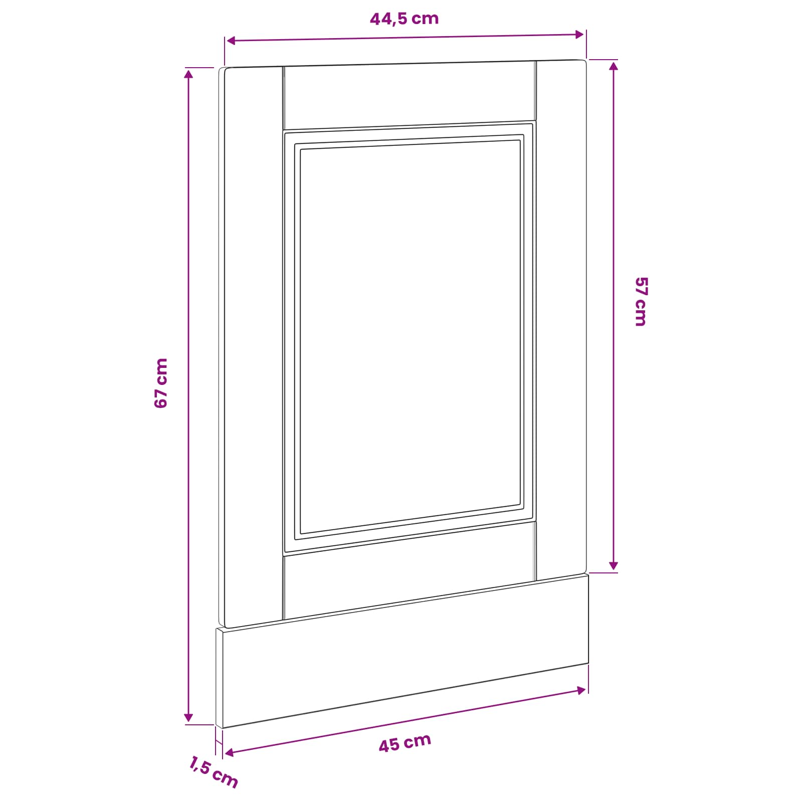 Geschirrspülerfront PORTO Schwarz Eichen-Optik 45 x 1,5 x 57 cm