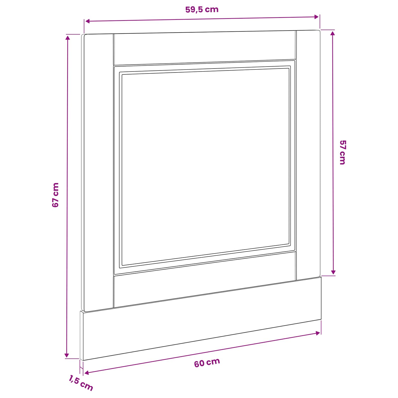 Geschirrspülerfront PORTO Schwarz Eichen-Optik 60 x 1,5 x 57 cm