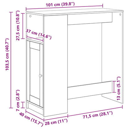 Bartisch 101 x 40 x 103,5 cm Holzwerkstoff Schwarz Eichen-Optik