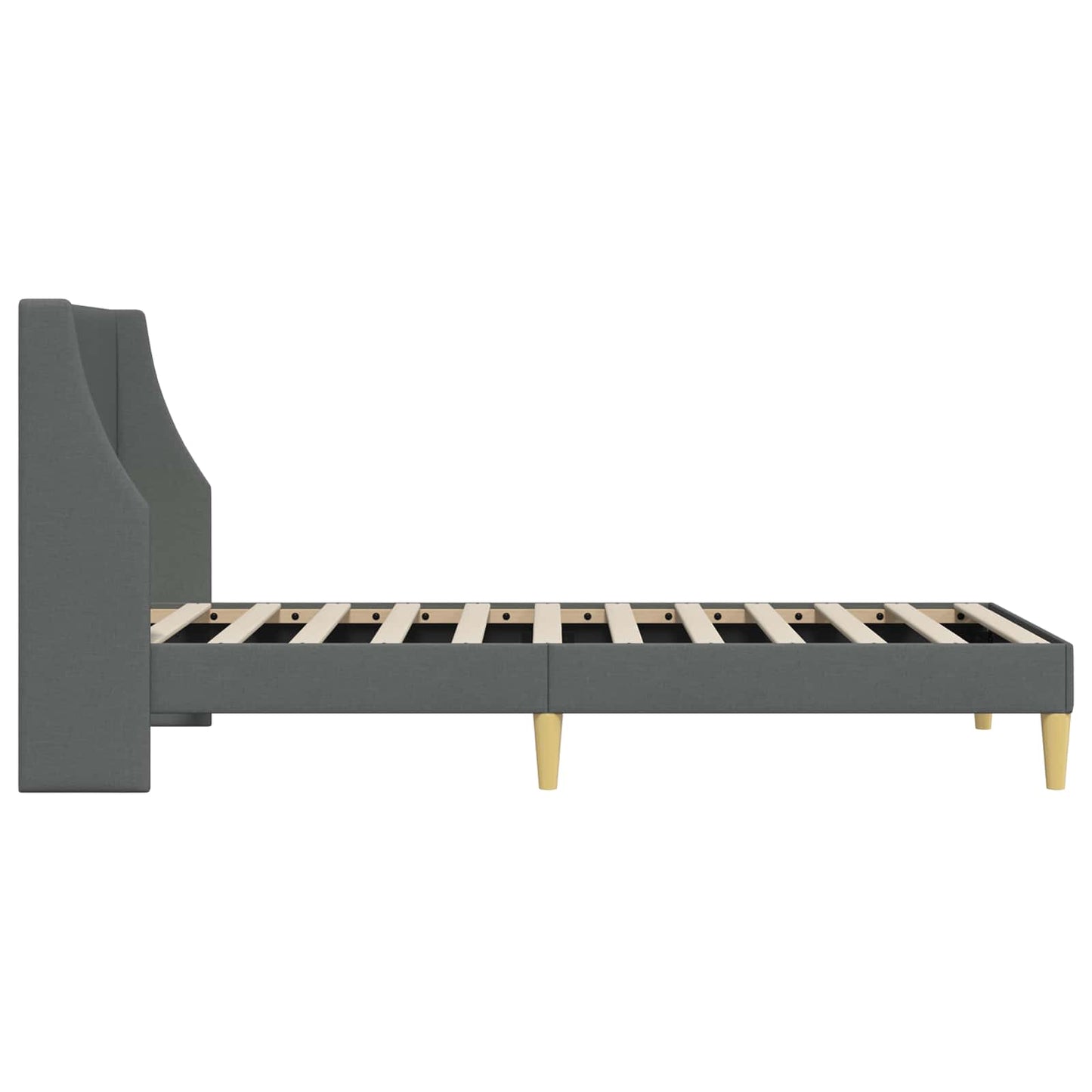 Bettrahmen Uni mit Kopfteil Dunkelgrau 90 x 200 cm Stoff