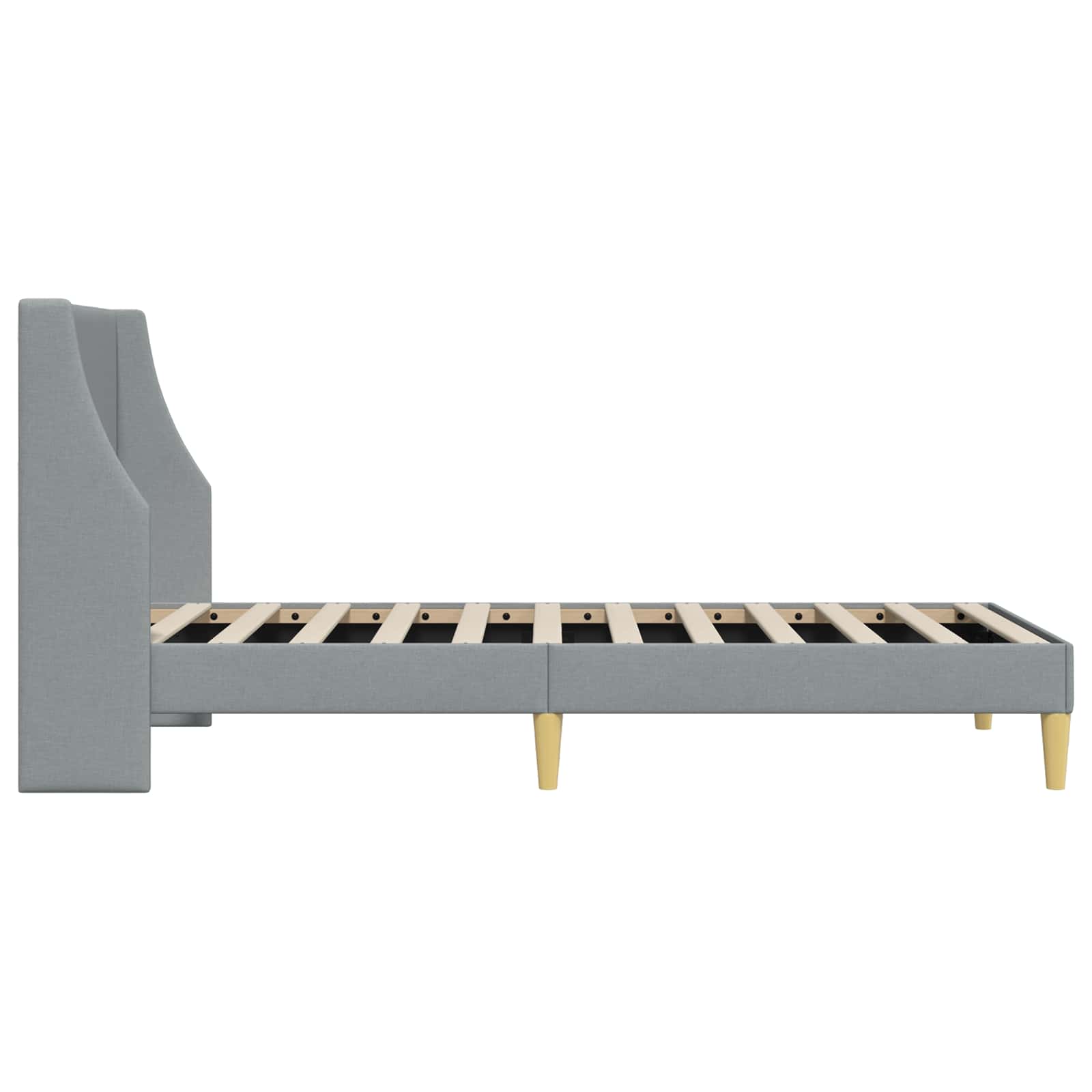 Bettrahmen Uni mit Kopfteil Hellgrau 100 x 200 cm Stoff