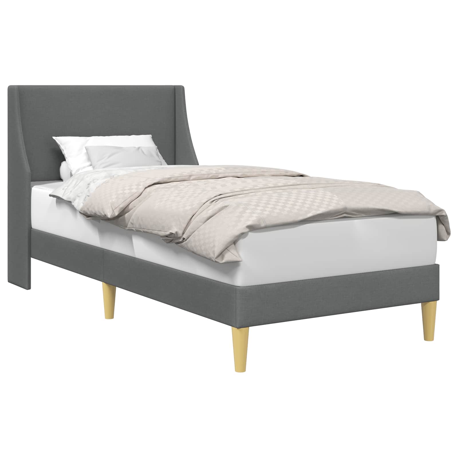 Bettrahmen Uni mit Kopfteil Dunkelgrau 100 x 200 cm Stoff