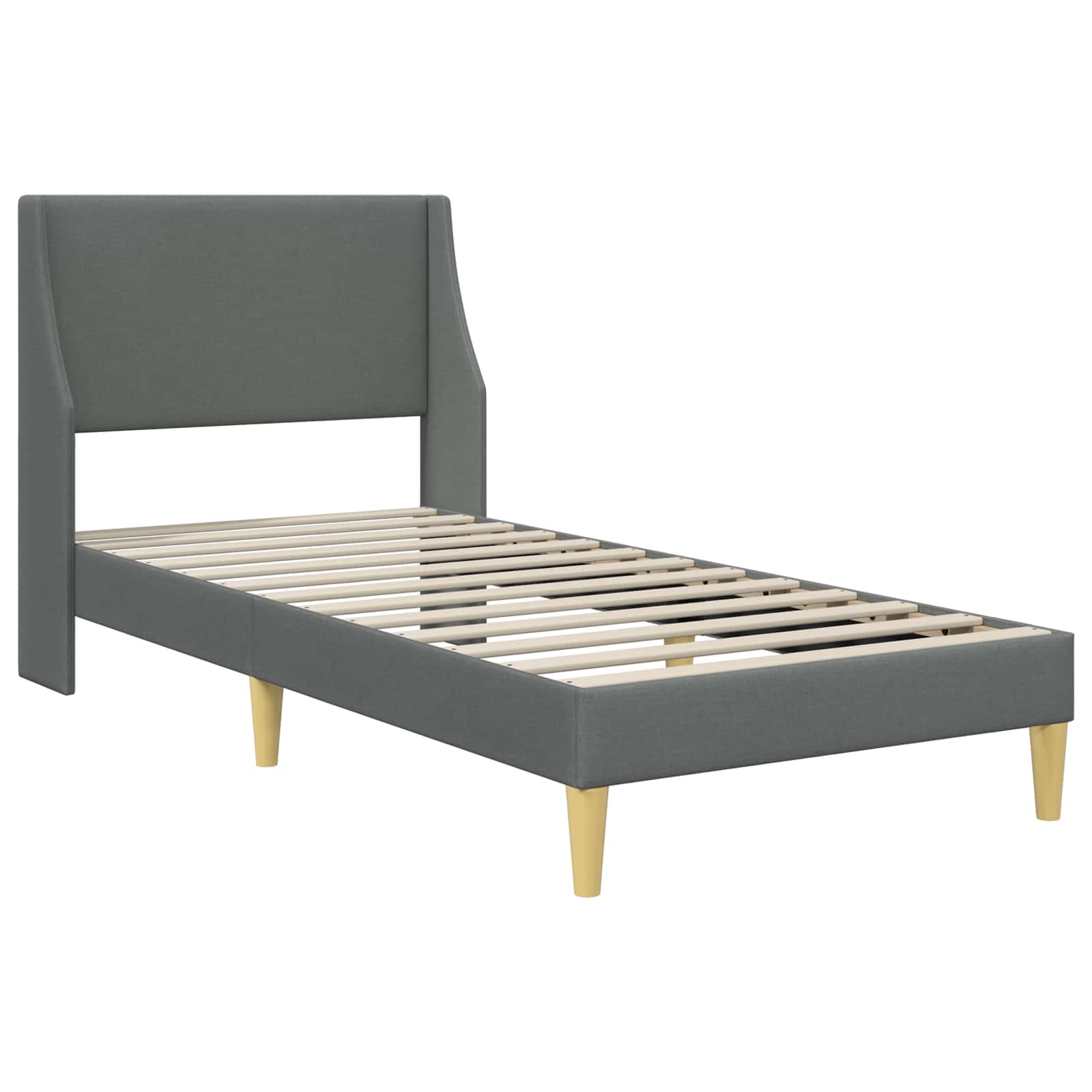 Bettrahmen Uni mit Kopfteil Dunkelgrau 100 x 200 cm Stoff