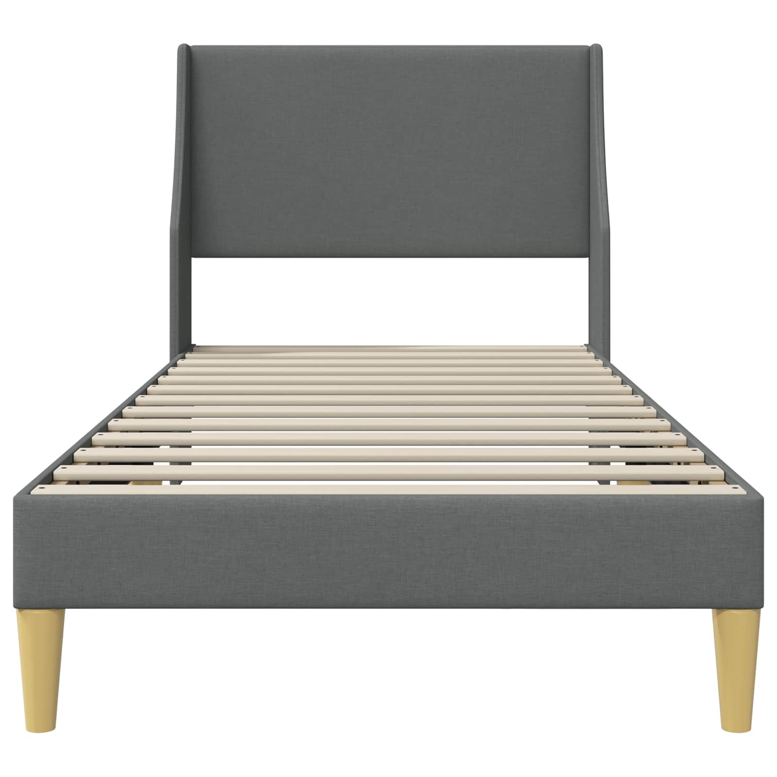 Bettrahmen Uni mit Kopfteil Dunkelgrau 100 x 200 cm Stoff