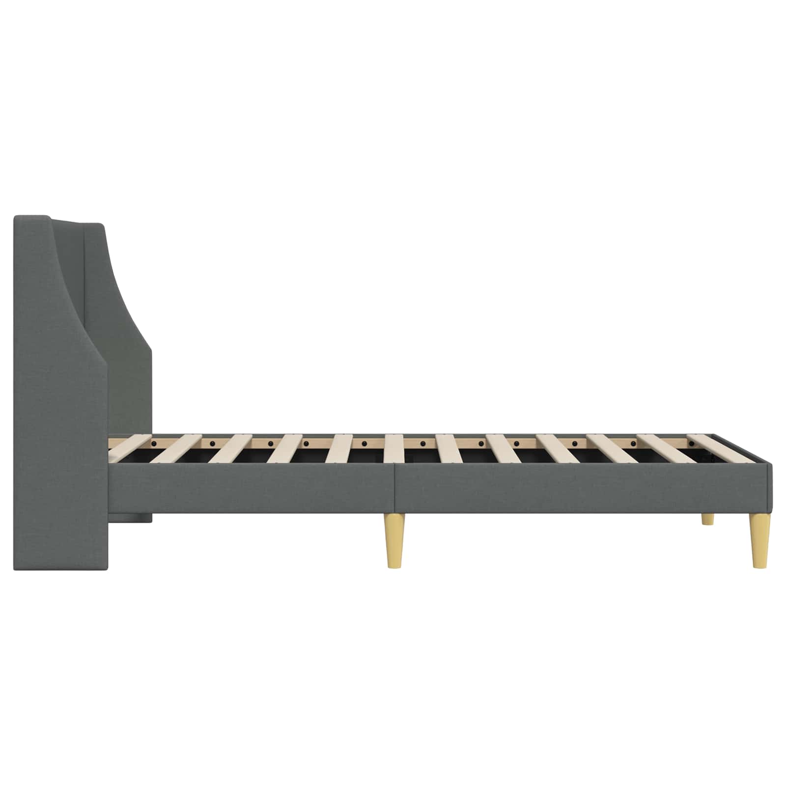 Bettrahmen Uni mit Kopfteil Dunkelgrau 100 x 200 cm Stoff