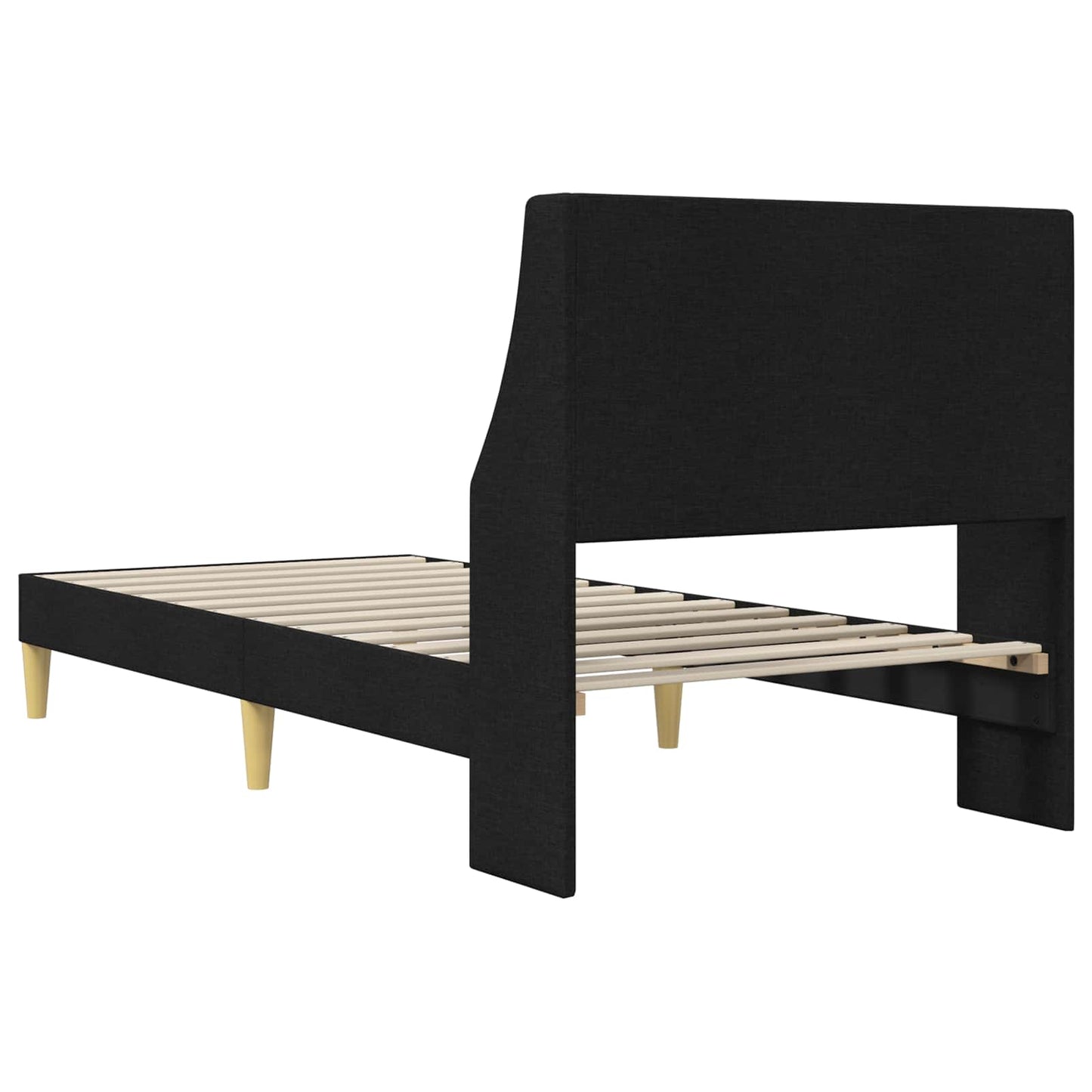 Bettrahmen Uni mit Kopfteil Schwarz 100 x 200 cm Stoff