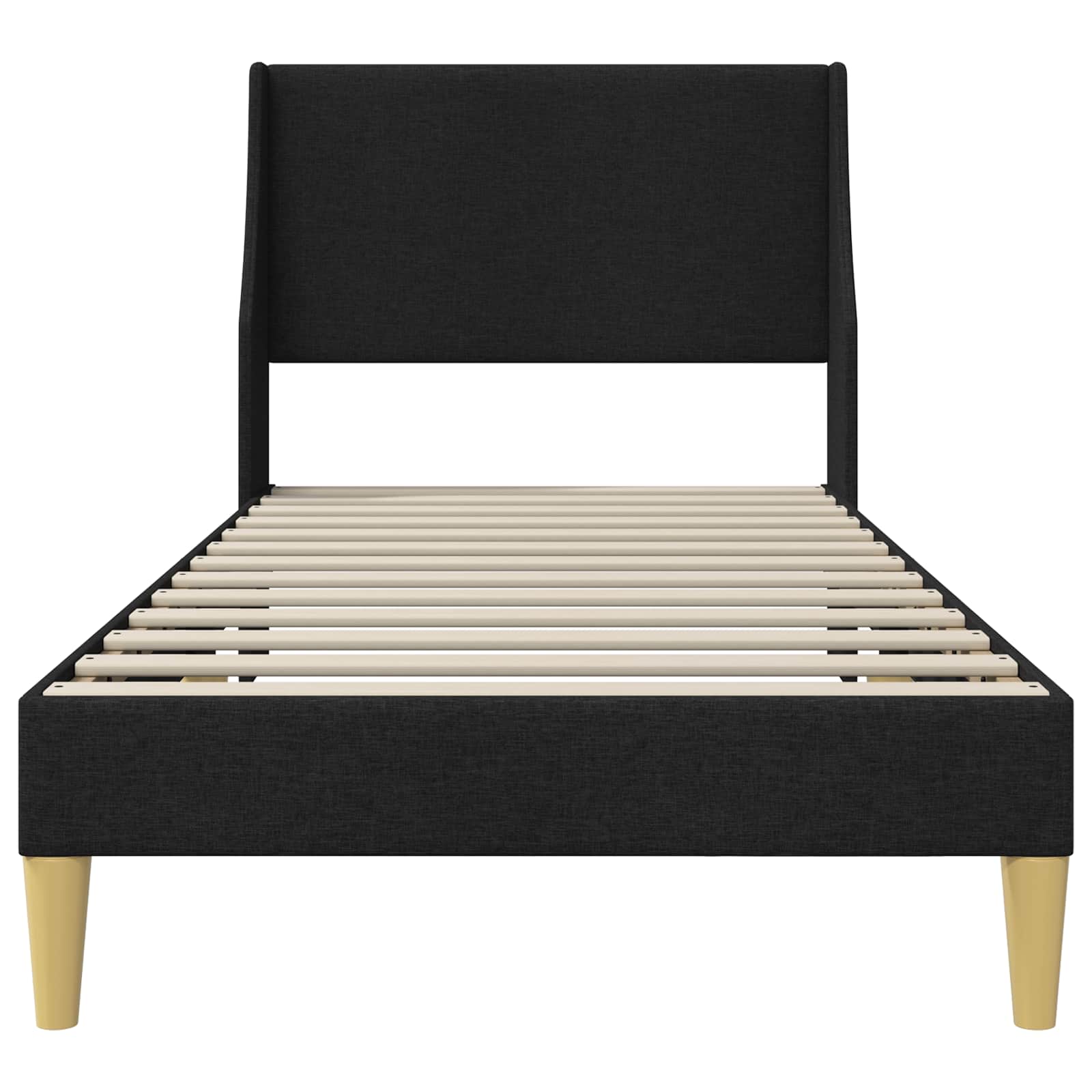 Bettrahmen Uni mit Kopfteil Schwarz 100 x 200 cm Stoff