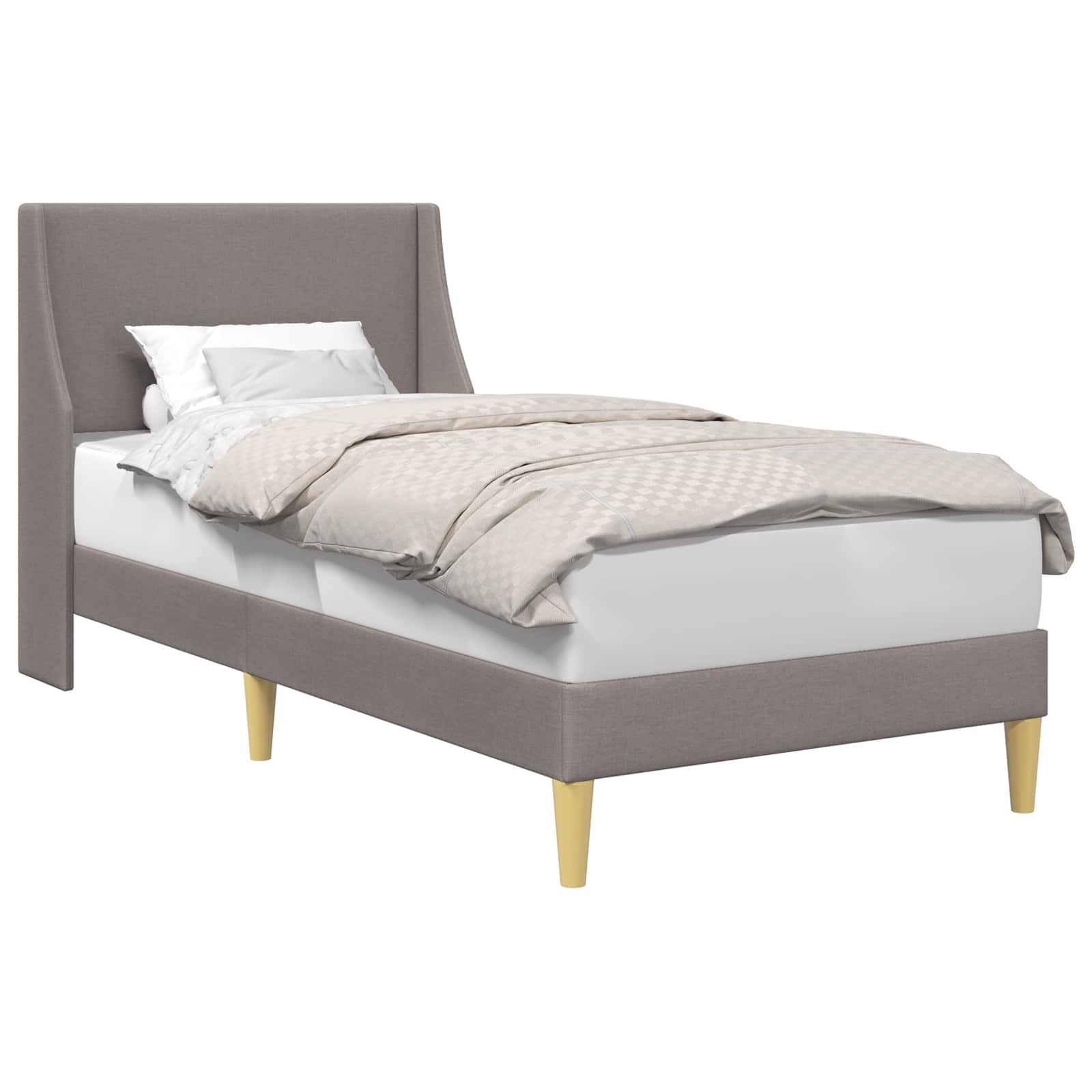 Bettrahmen Uni mit Kopfteil Taupe 100 x 200 cm Stoff