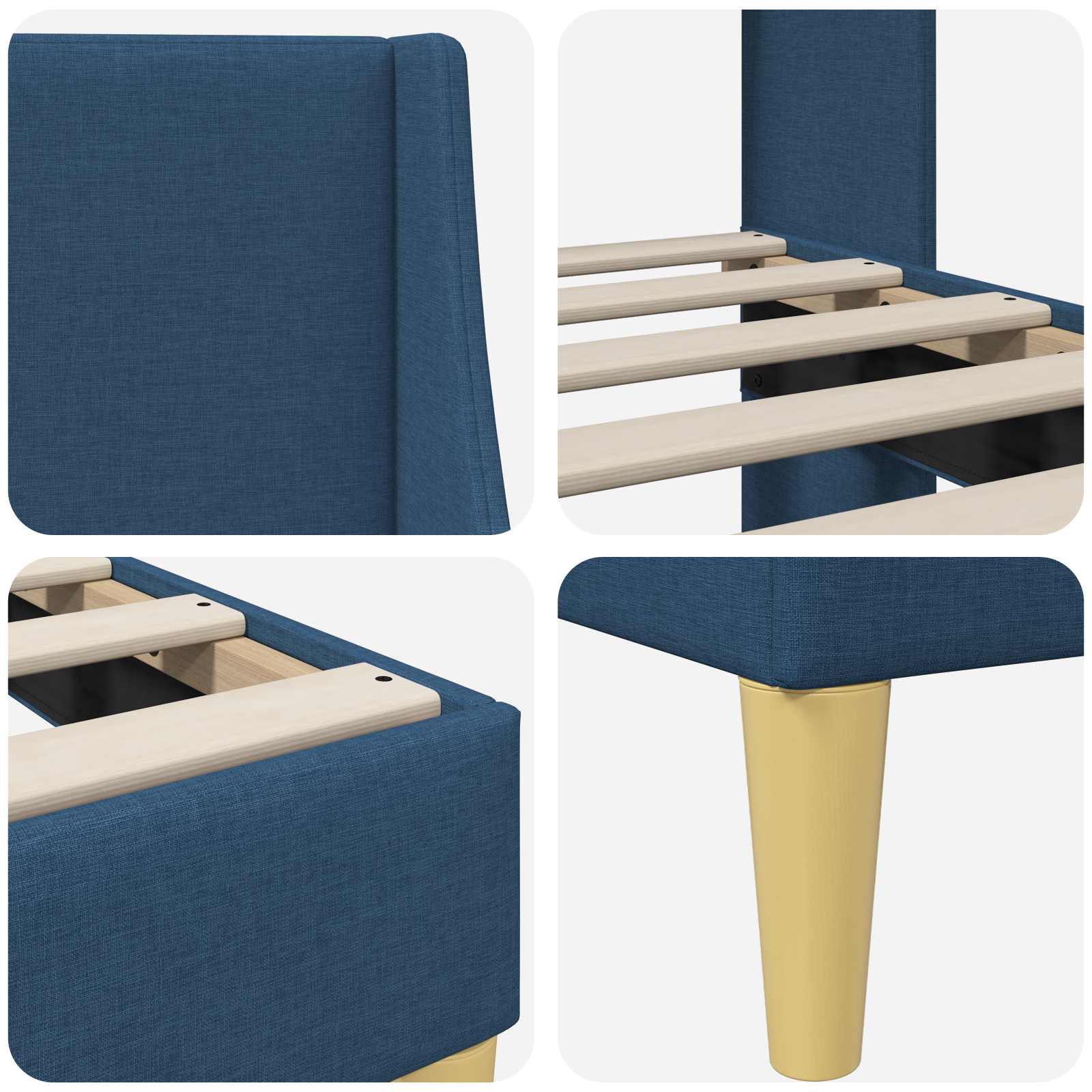 Bettrahmen Uni mit Kopfteil Blau 100 x 200 cm Stoff