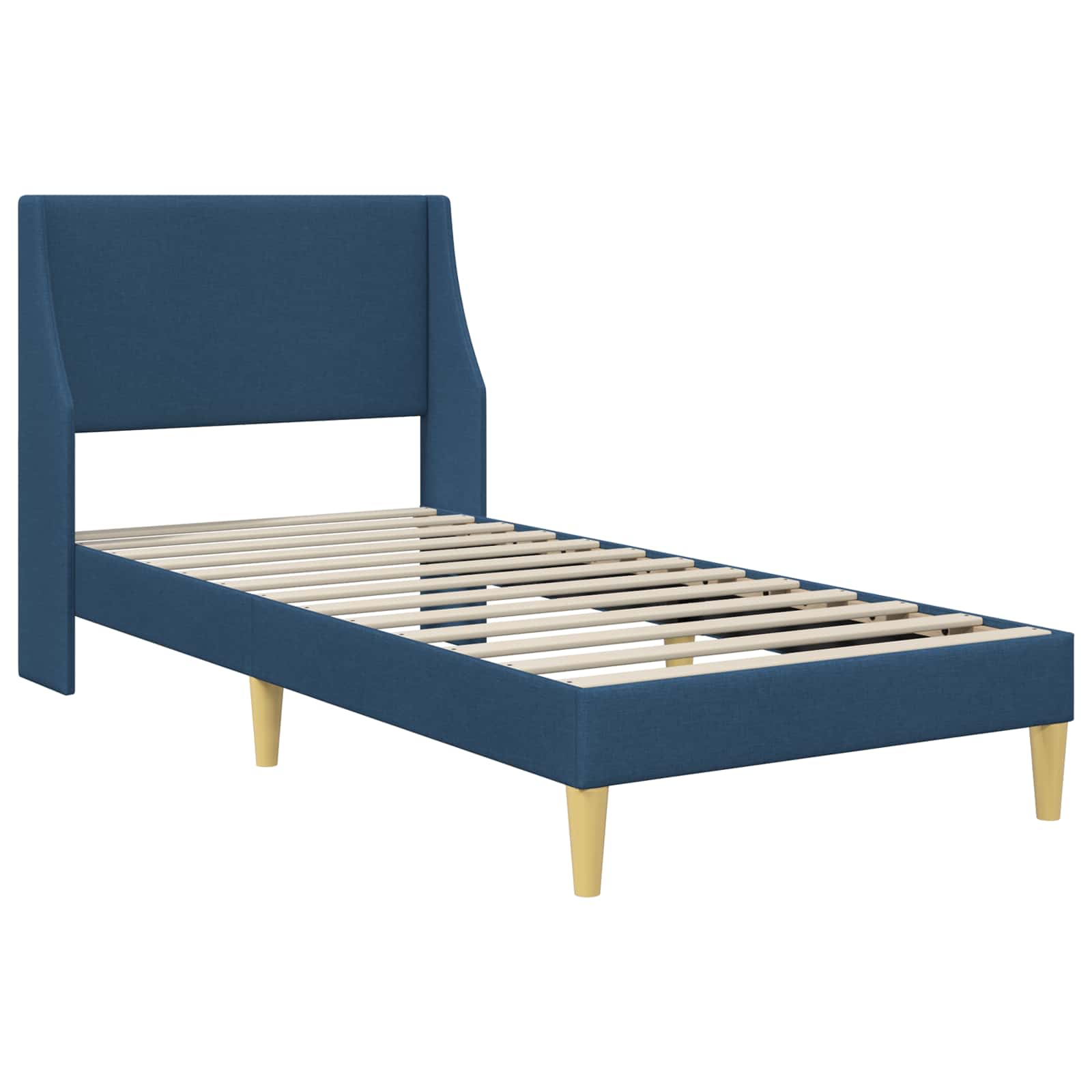 Bettrahmen Uni mit Kopfteil Blau 100 x 200 cm Stoff