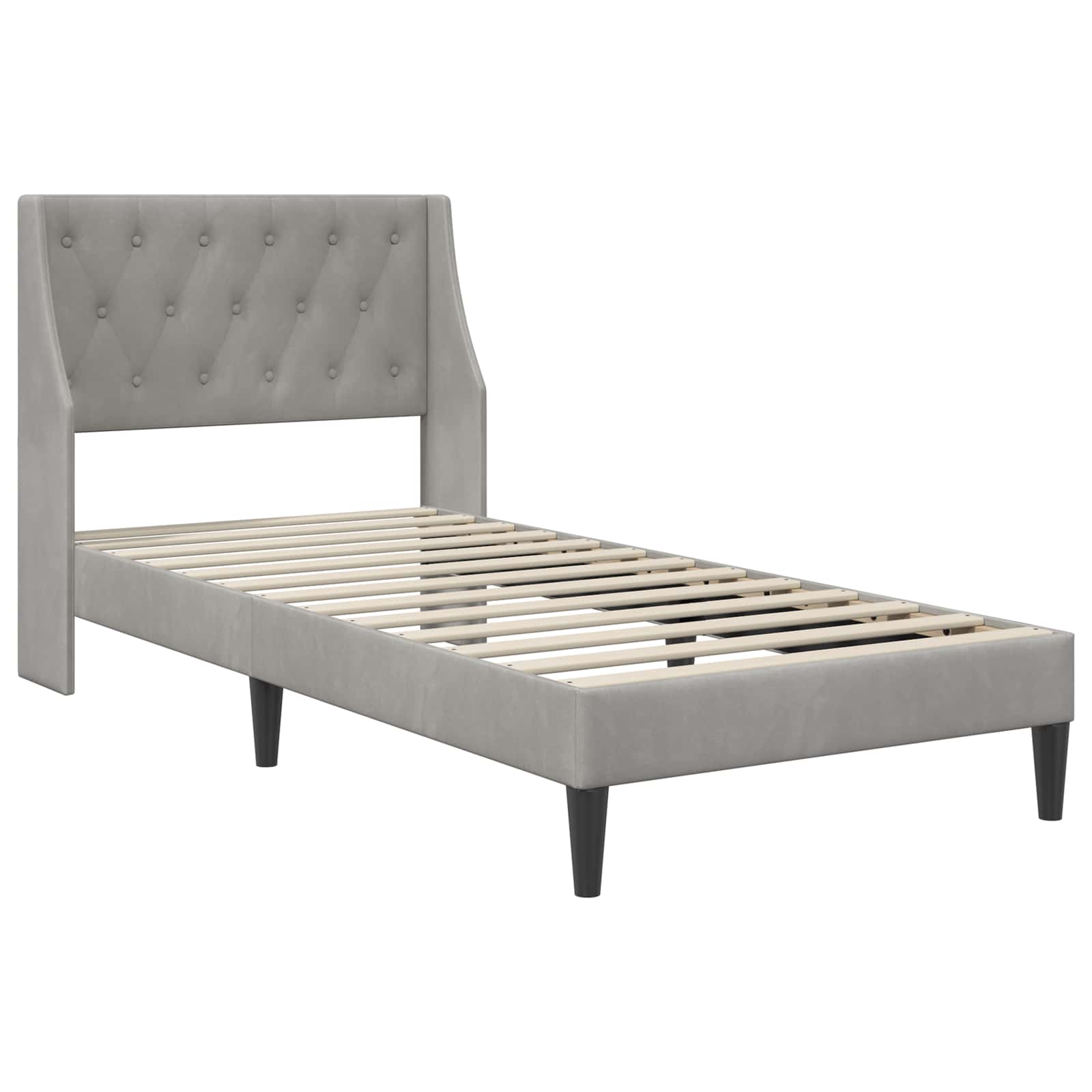 Bettrahmen mit Kopfteil Hellgrau 100 x 200 cm Samt