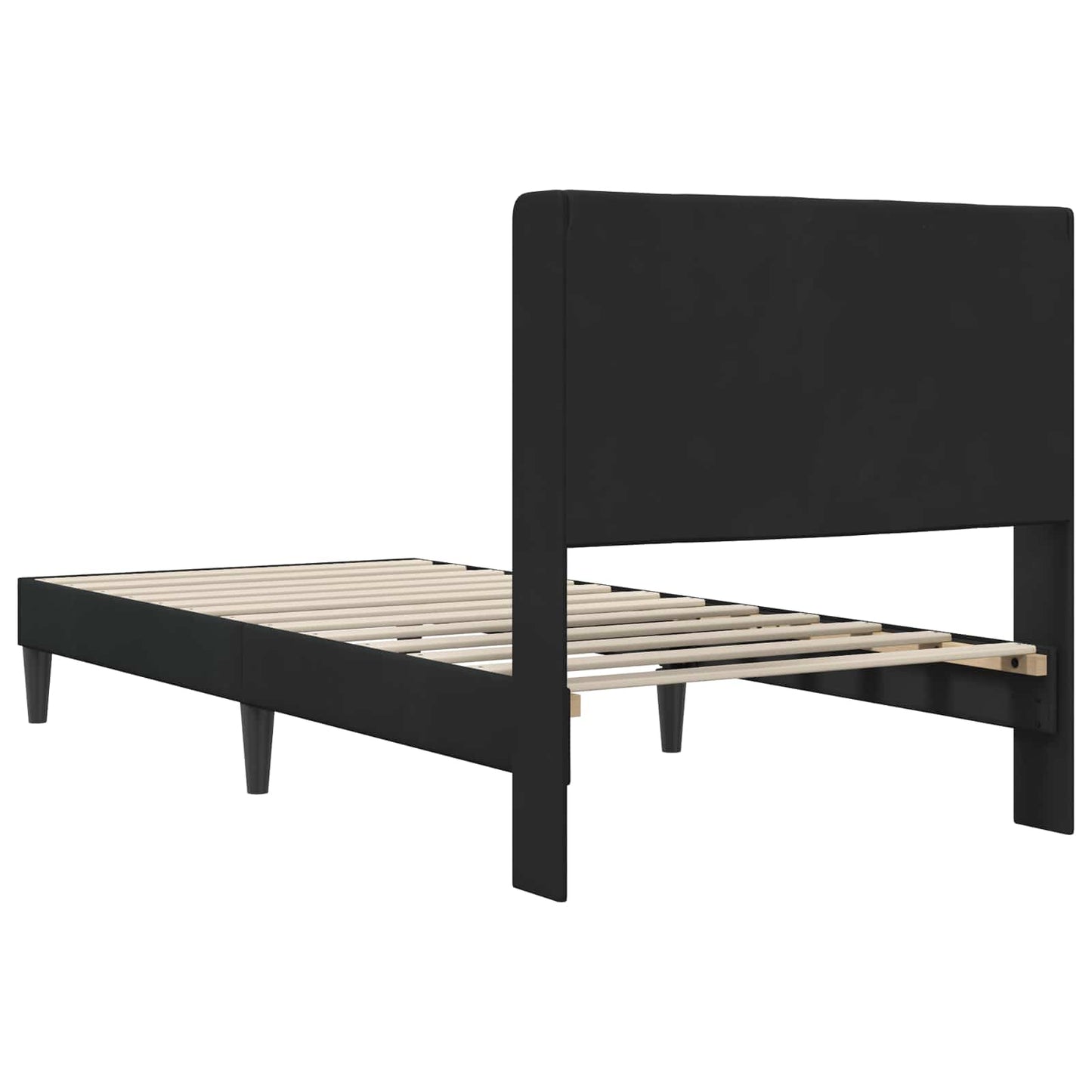 Bettrahmen mit Kopfteil Schwarz 90 x 200 cm Samt