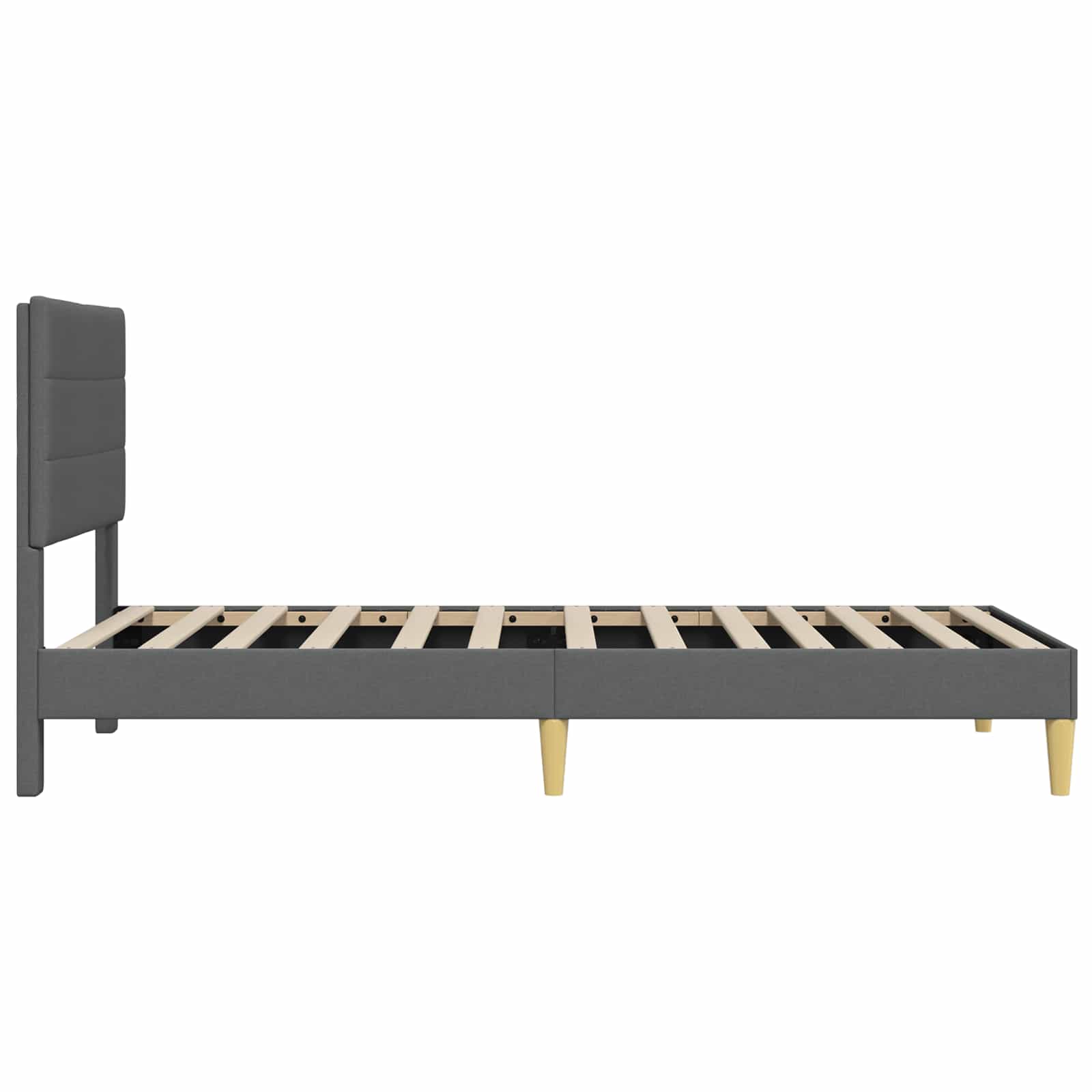 Bettrahmen mit Kopfteil Dunkelgrau 90 x 200 cm Stoff