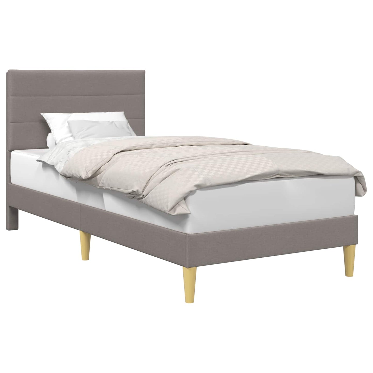 Bettrahmen mit Kopfteil Taupe 90 x 200 cm Stoff