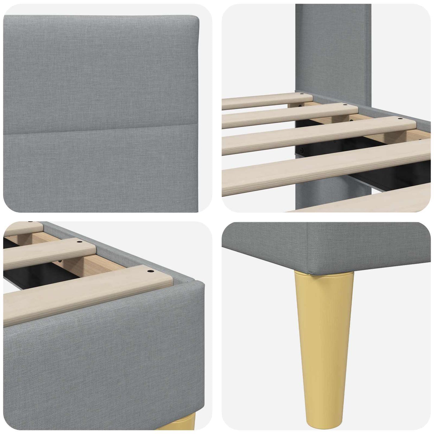 Bettrahmen mit Kopfteil Hellgrau 140 x 190 cm Stoff