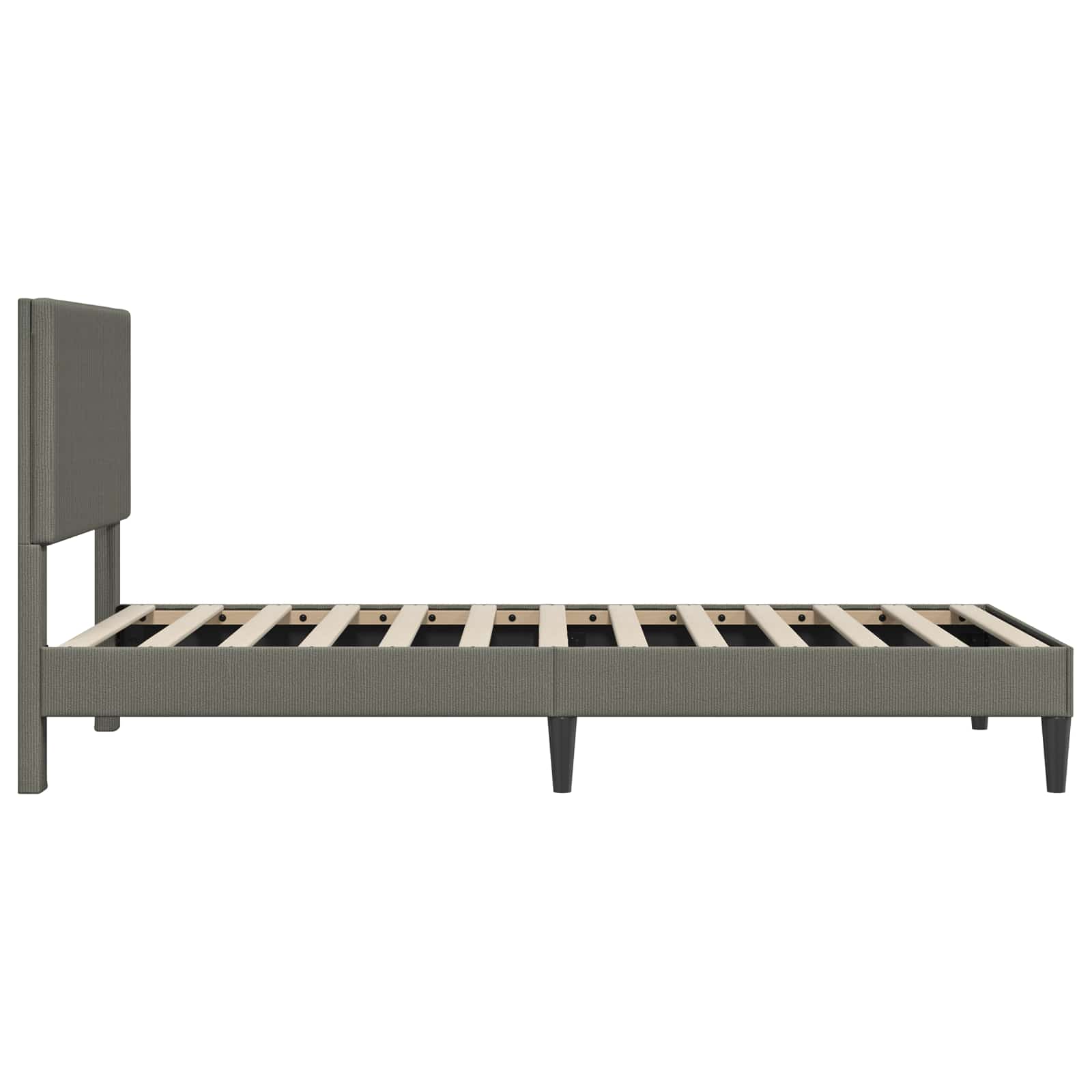 Bettrahmen mit Kopfteil Hellgrau 100 x 200 cm Cordstoff