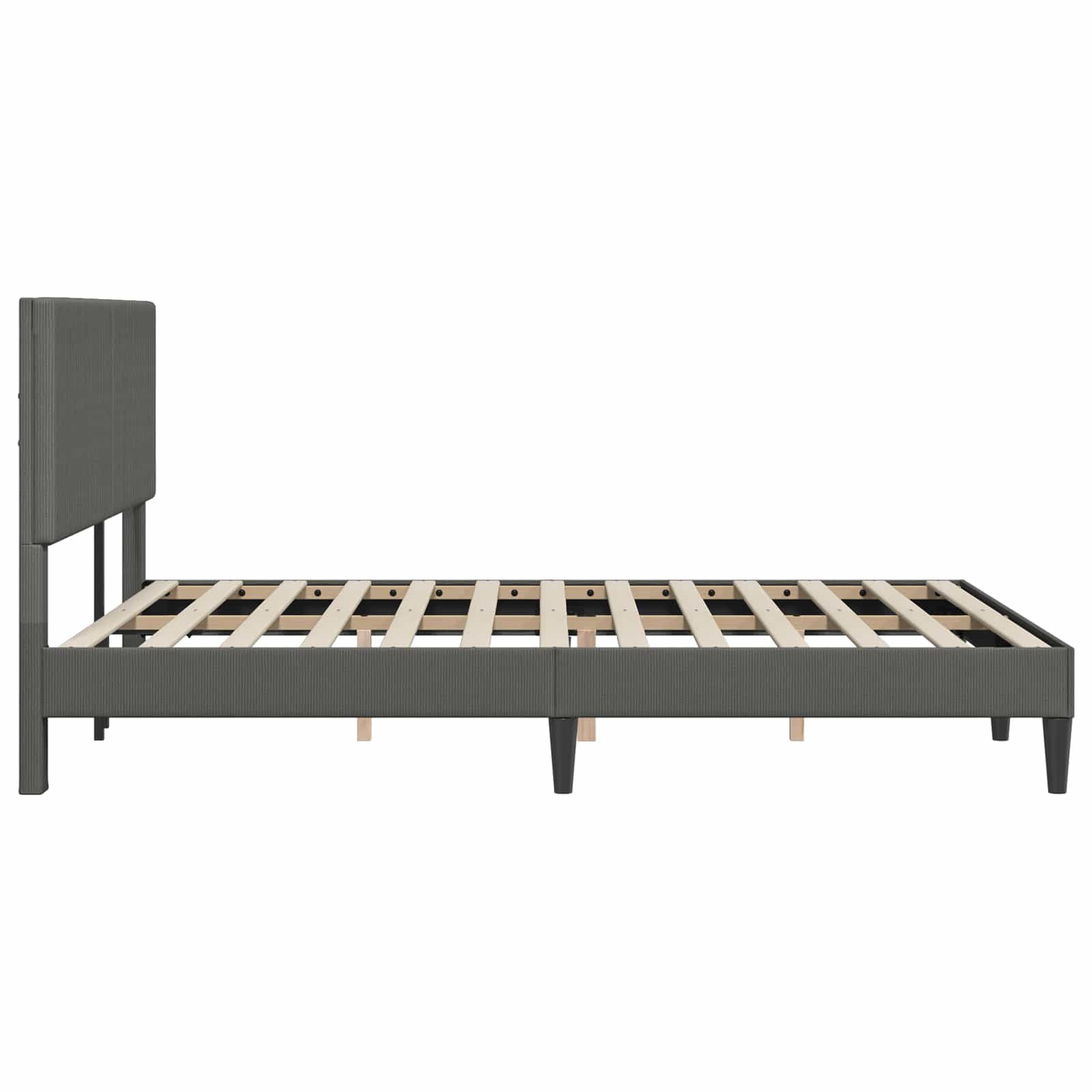 Bettrahmen mit Kopfteil Dunkelgrau 140 x 190 cm Cordstoff