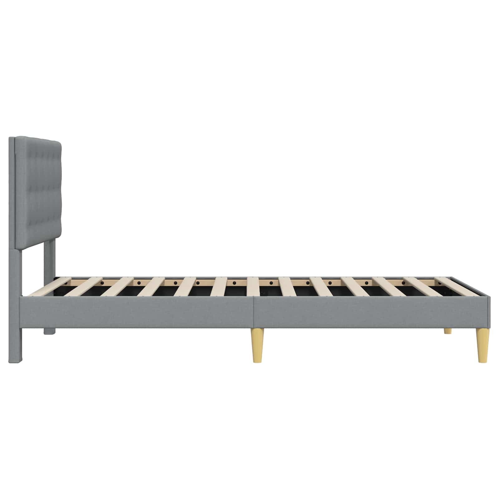 Bettrahmen mit Kopfteil Hellgrau 90 x 200 cm Stoff