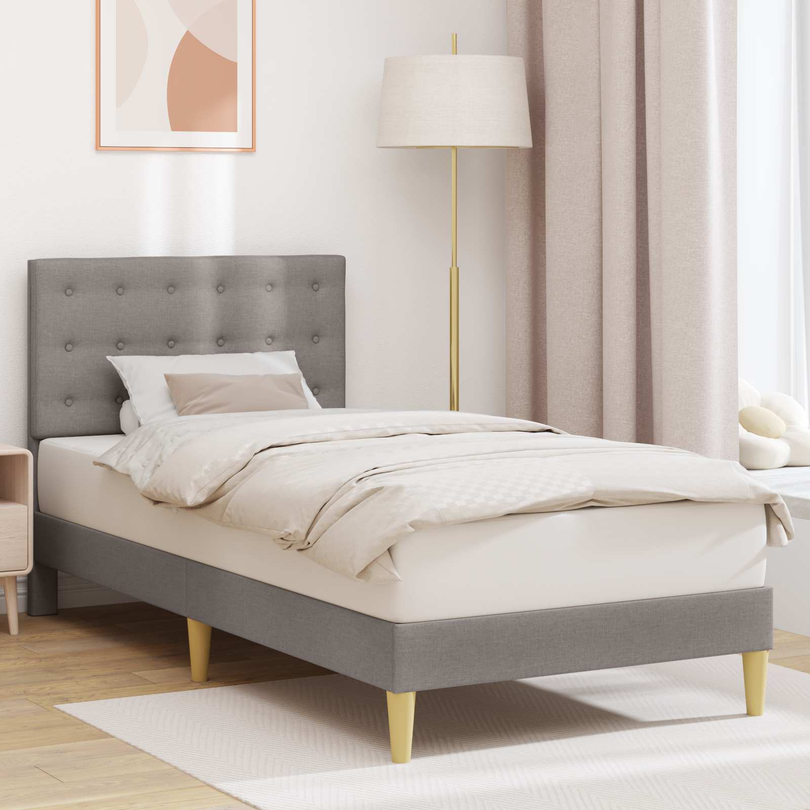 Bettrahmen mit Kopfteil Taupe 100 x 200 cm Stoff