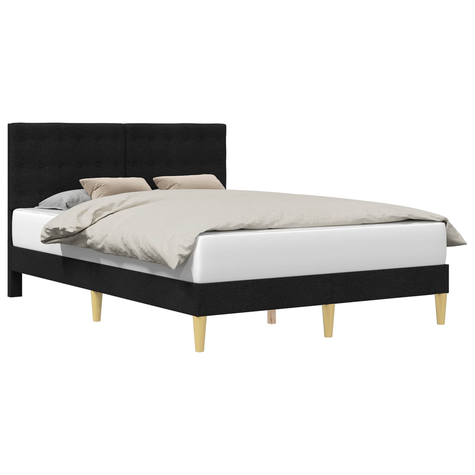Bettrahmen mit Kopfteil Schwarz 140 x 200 cm Stoff