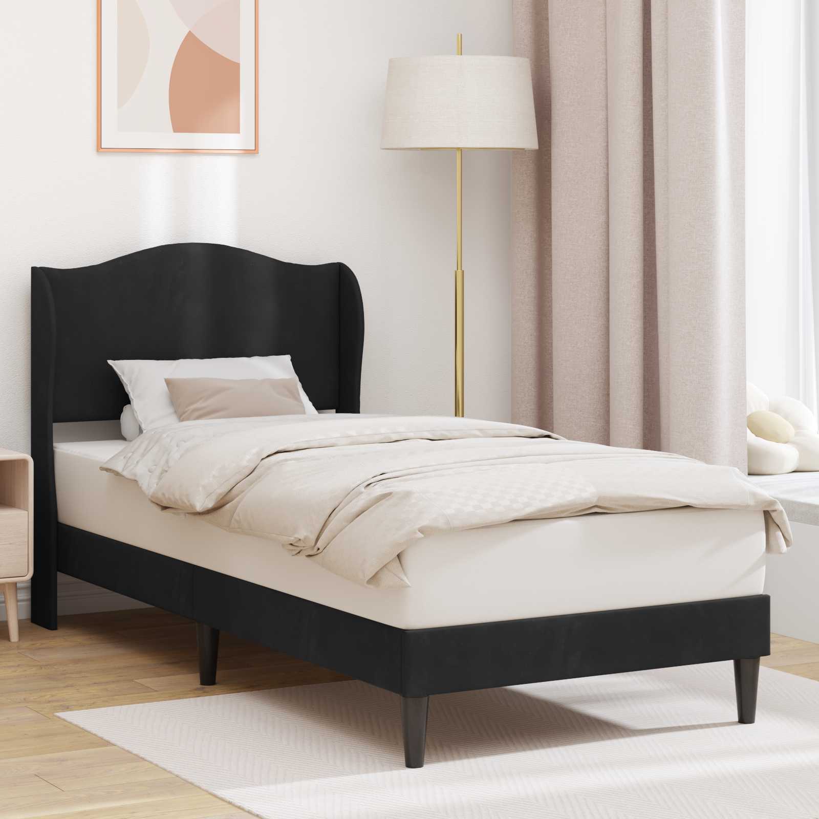 Bettrahmen mit Kopfteil Schwarz 80 x 200 cm Samt