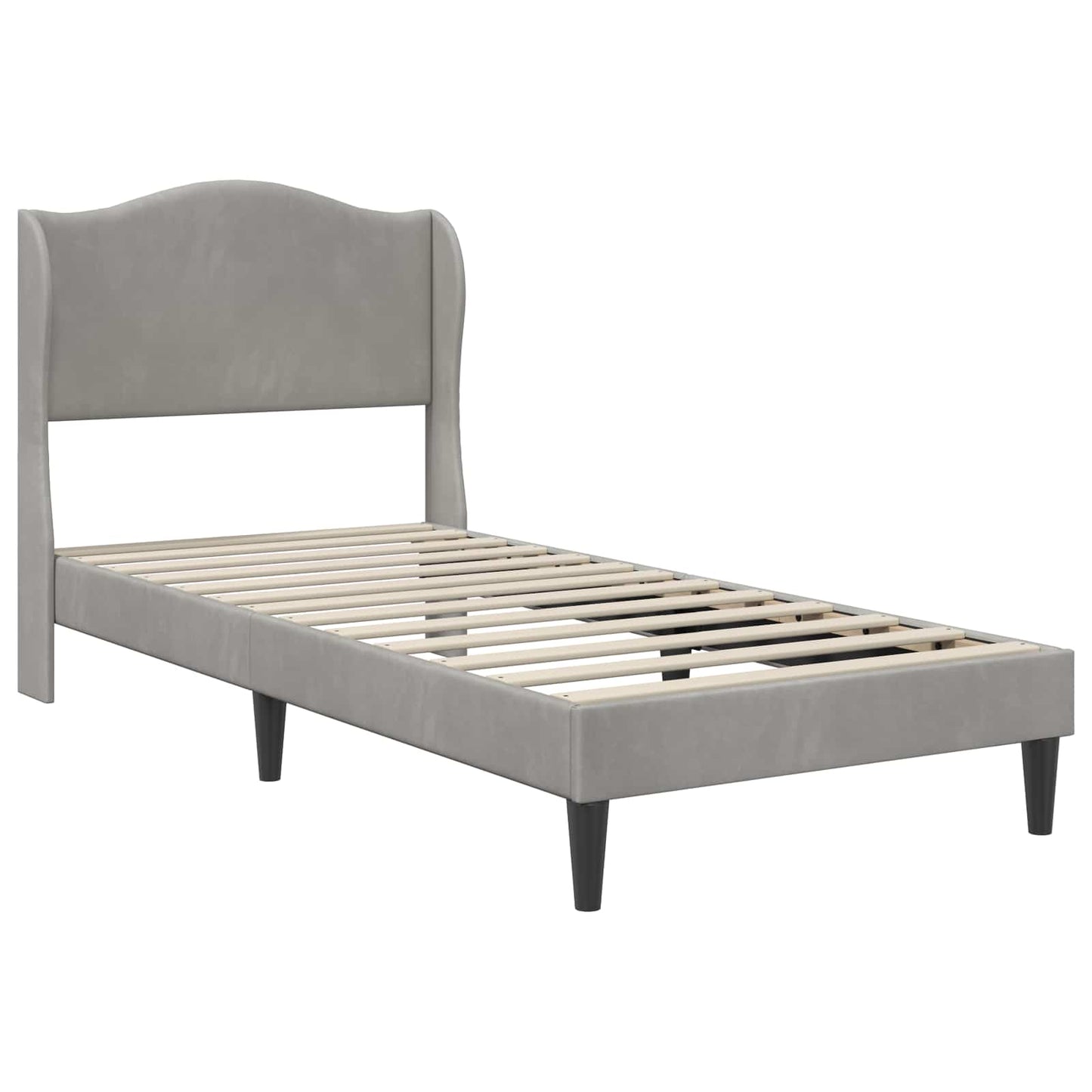 Bettrahmen mit Kopfteil Hellgrau 90 x 190 cm Samt