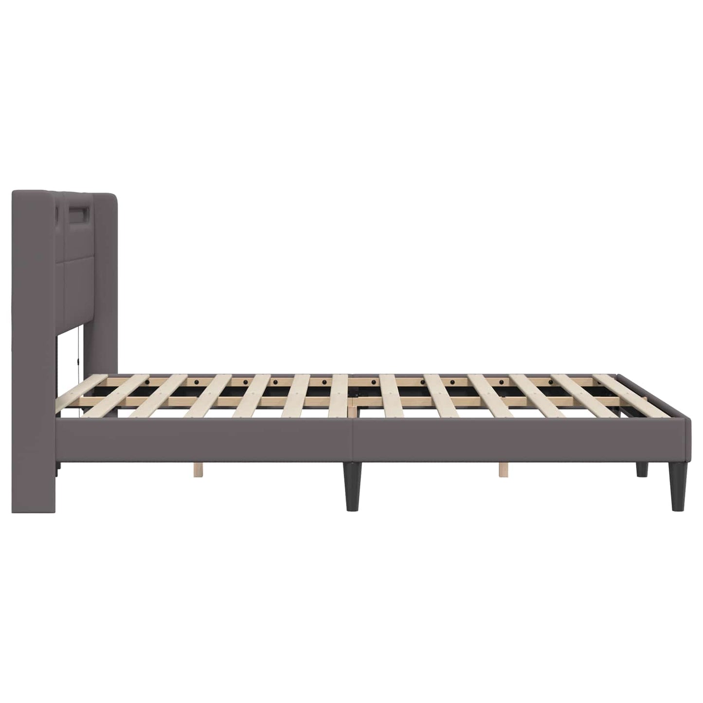 Bettrahmen mit LED-Lichtleisten Grau 140 x 200 cm Kunstleder