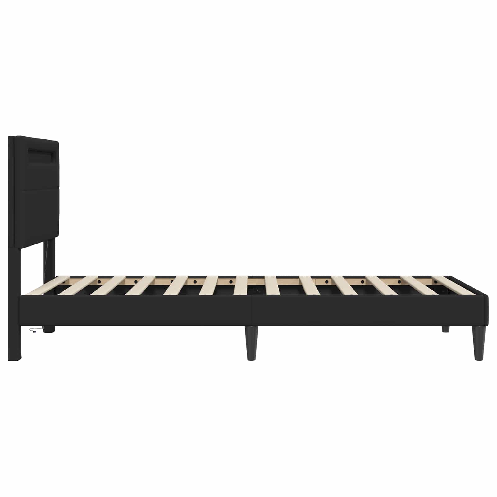 Bettrahmen mit LED-Lichtleisten Schwarz 100 x 200 cm Kunstleder