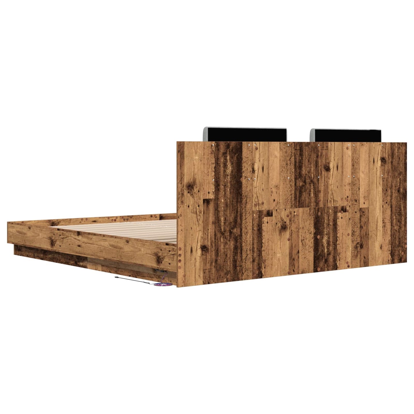 Bettgestell mit Kopfteil Altholz 200 x 200 cm Holzwerkstoff