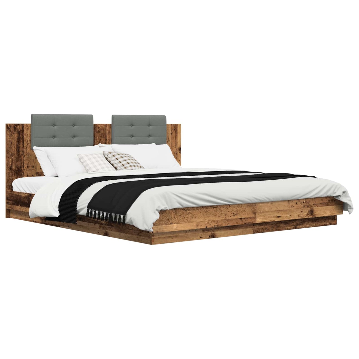 Bettgestell mit Kopfteil Altholz 200 x 200 cm Holzwerkstoff