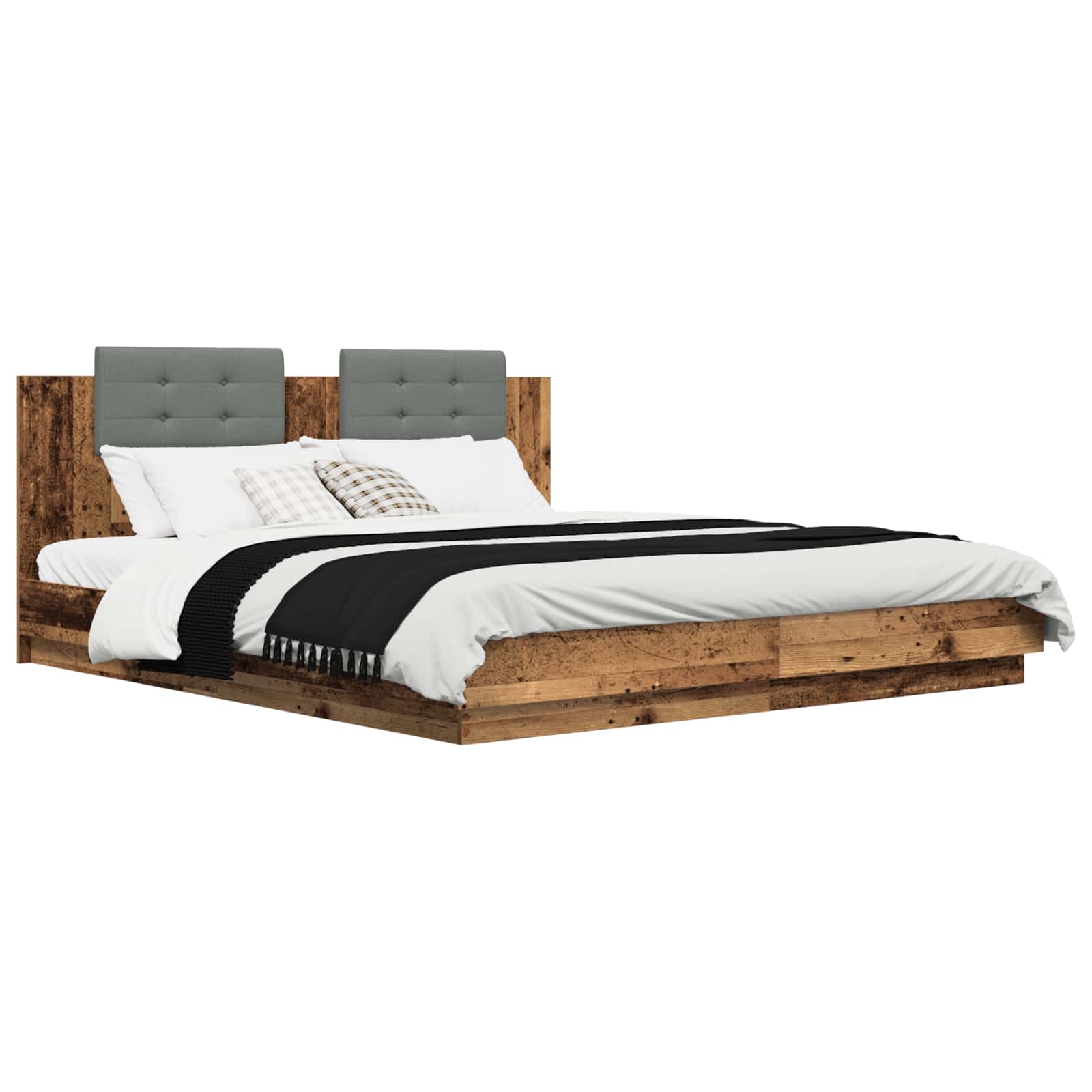 Bettgestell mit Kopfteil Altholz 200 x 200 cm Holzwerkstoff