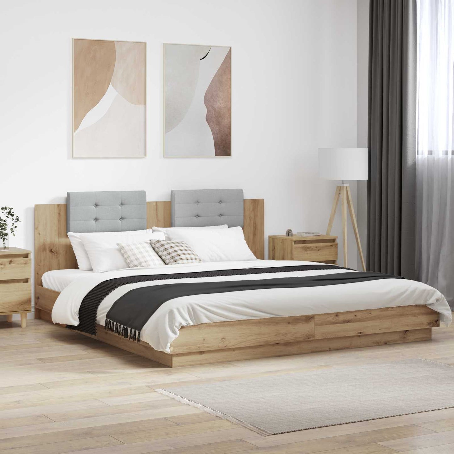 Bettgestell mit Kopfteil Artisan-Eiche 200 x 200 cm