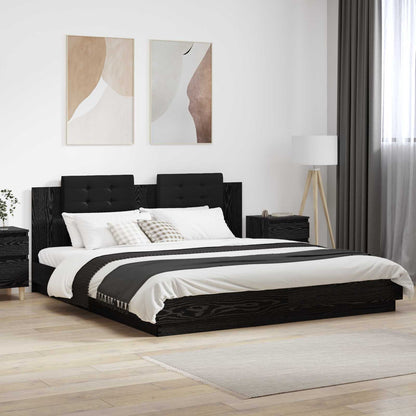 Bettgestell mit Kopfteil Schwarz Eichen-Optik 200 x 200 cm