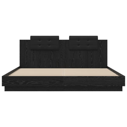 Bettgestell mit Kopfteil Schwarz Eichen-Optik 200 x 200 cm