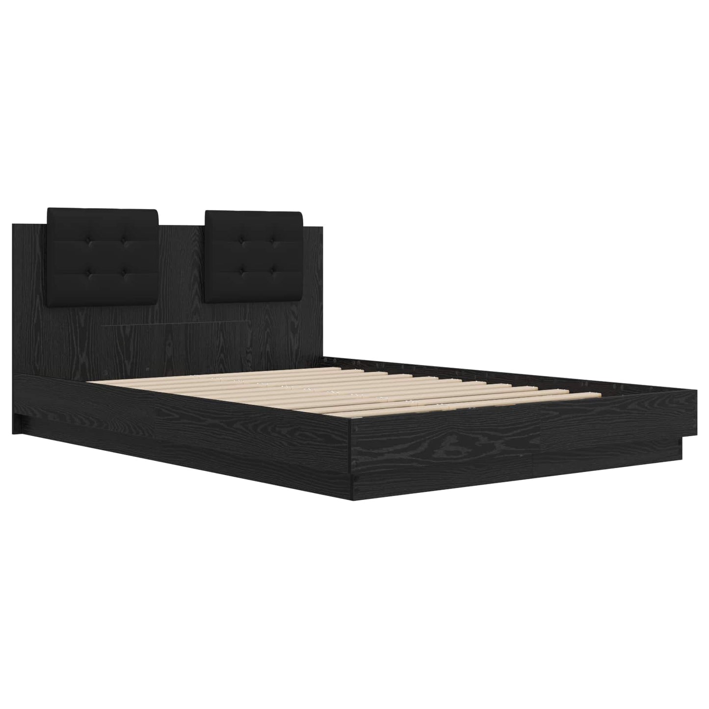 Bettgestell mit Kopfteil Schwarz Eichen-Optik 150 x 200 cm