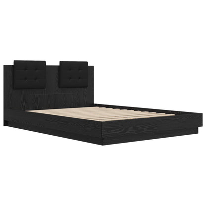 Bettgestell mit Kopfteil Schwarz Eichen-Optik 150 x 200 cm