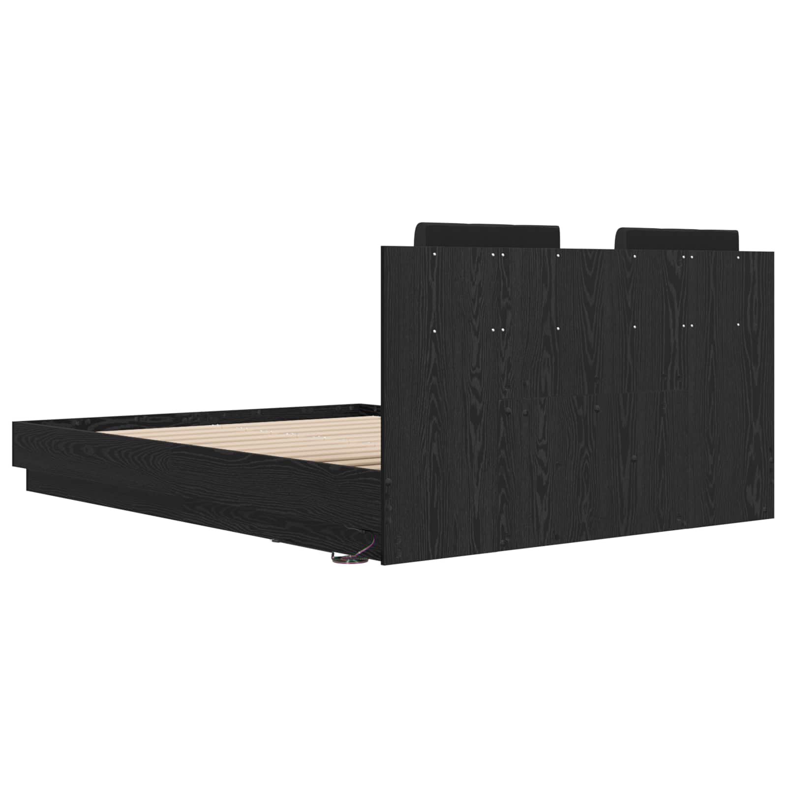 Bettgestell mit Kopfteil Schwarz Eichen-Optik 150 x 200 cm