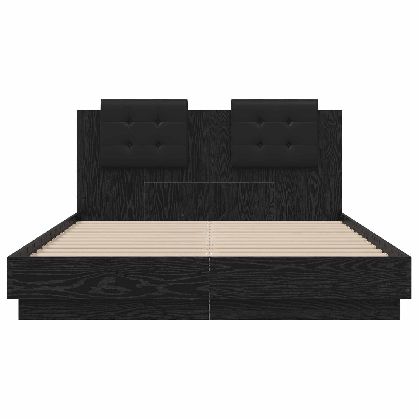 Bettgestell mit Kopfteil Schwarz Eichen-Optik 150 x 200 cm