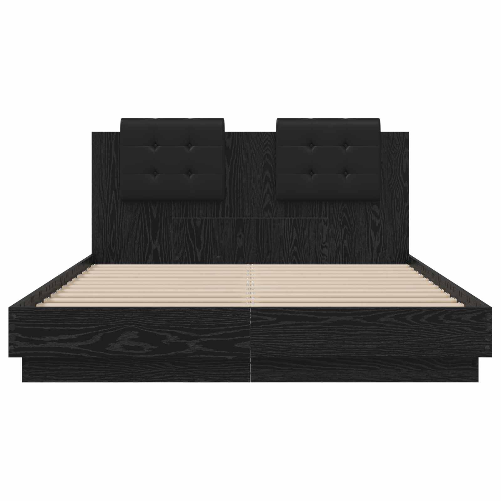Bettgestell mit Kopfteil Schwarz Eichen-Optik 150 x 200 cm