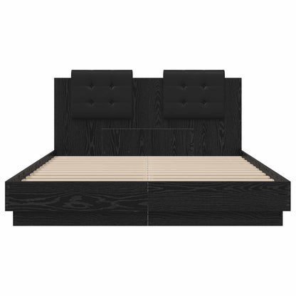 Bettgestell mit Kopfteil Schwarz Eichen-Optik 150 x 200 cm