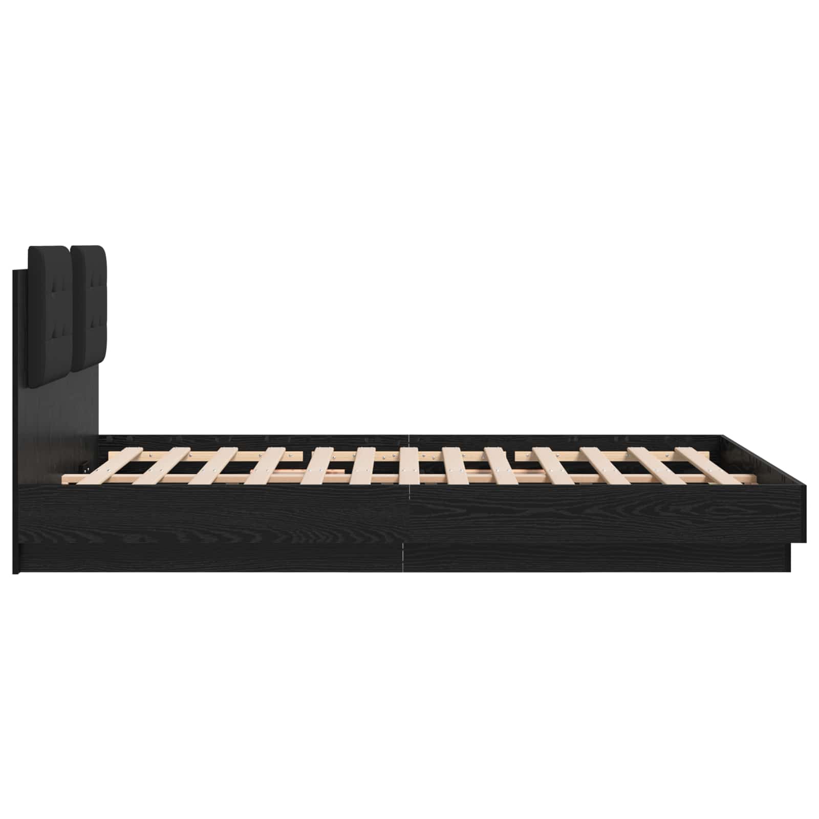 Bettgestell mit Kopfteil Schwarz Eichen-Optik 150 x 200 cm