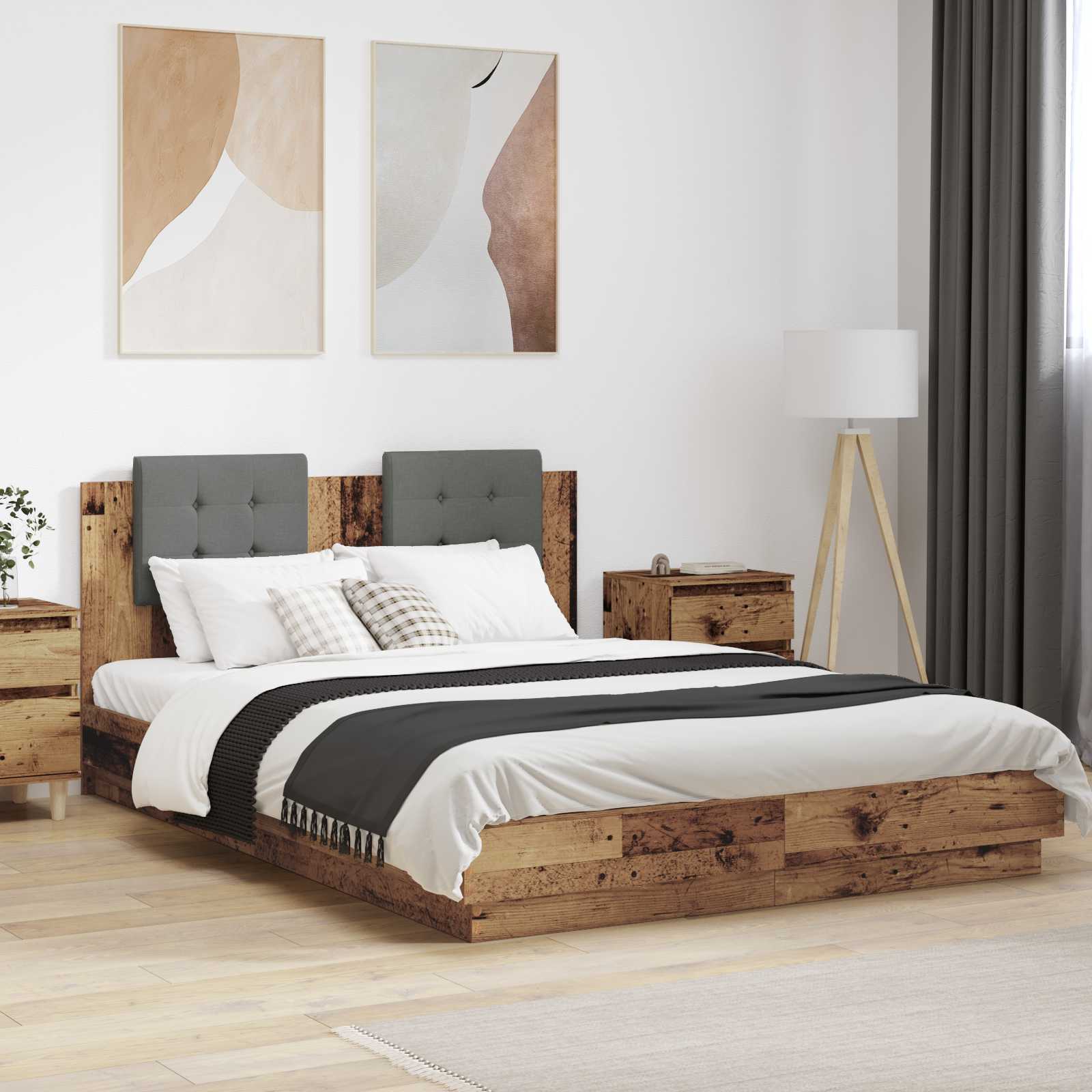 Bettgestell mit Kopfteil Altholz 140 x 200 cm Holzwerkstoff