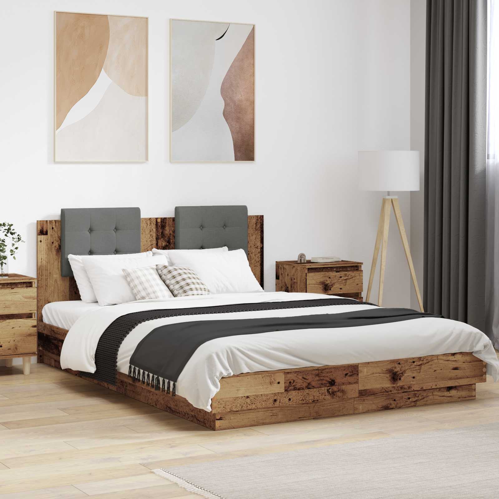Bettgestell mit Kopfteil Altholz 120 x 200 cm Holzwerkstoff