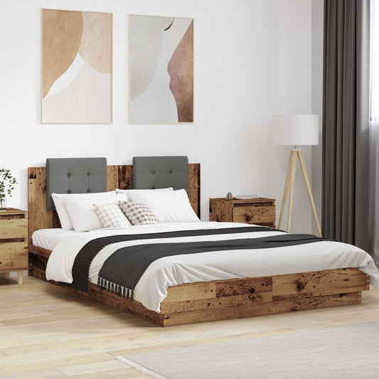 Bettgestell mit Kopfteil Altholz 120 x 200 cm Holzwerkstoff